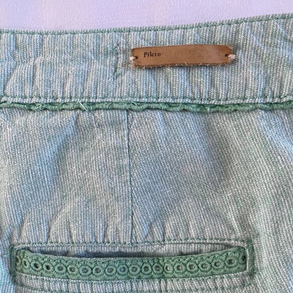 Pilcro green linen pants Womens 8 wide leg mid rise spring embroidered casual - Picture 13 of 14